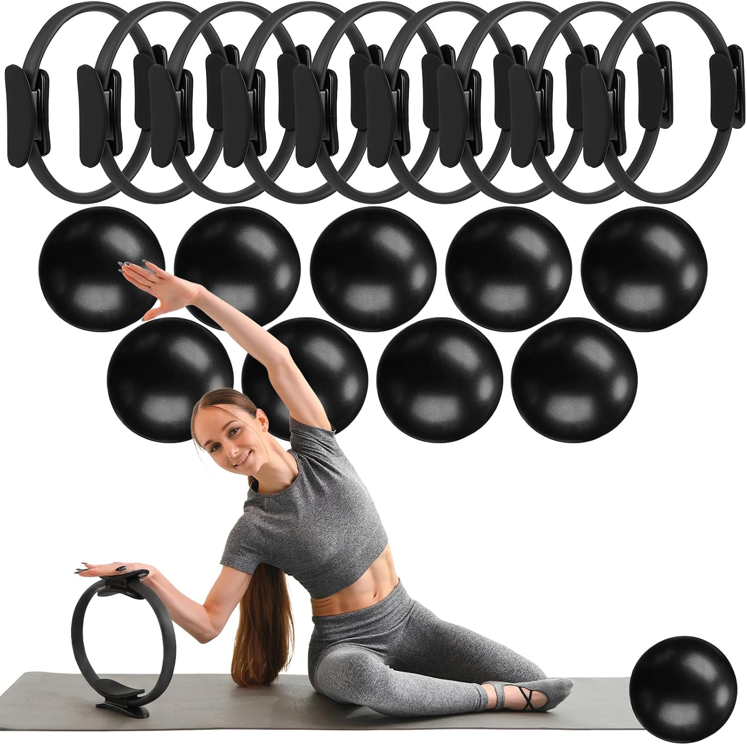 Pilates Yoga Tone - 18 Pcs Set Cincin dan Bola