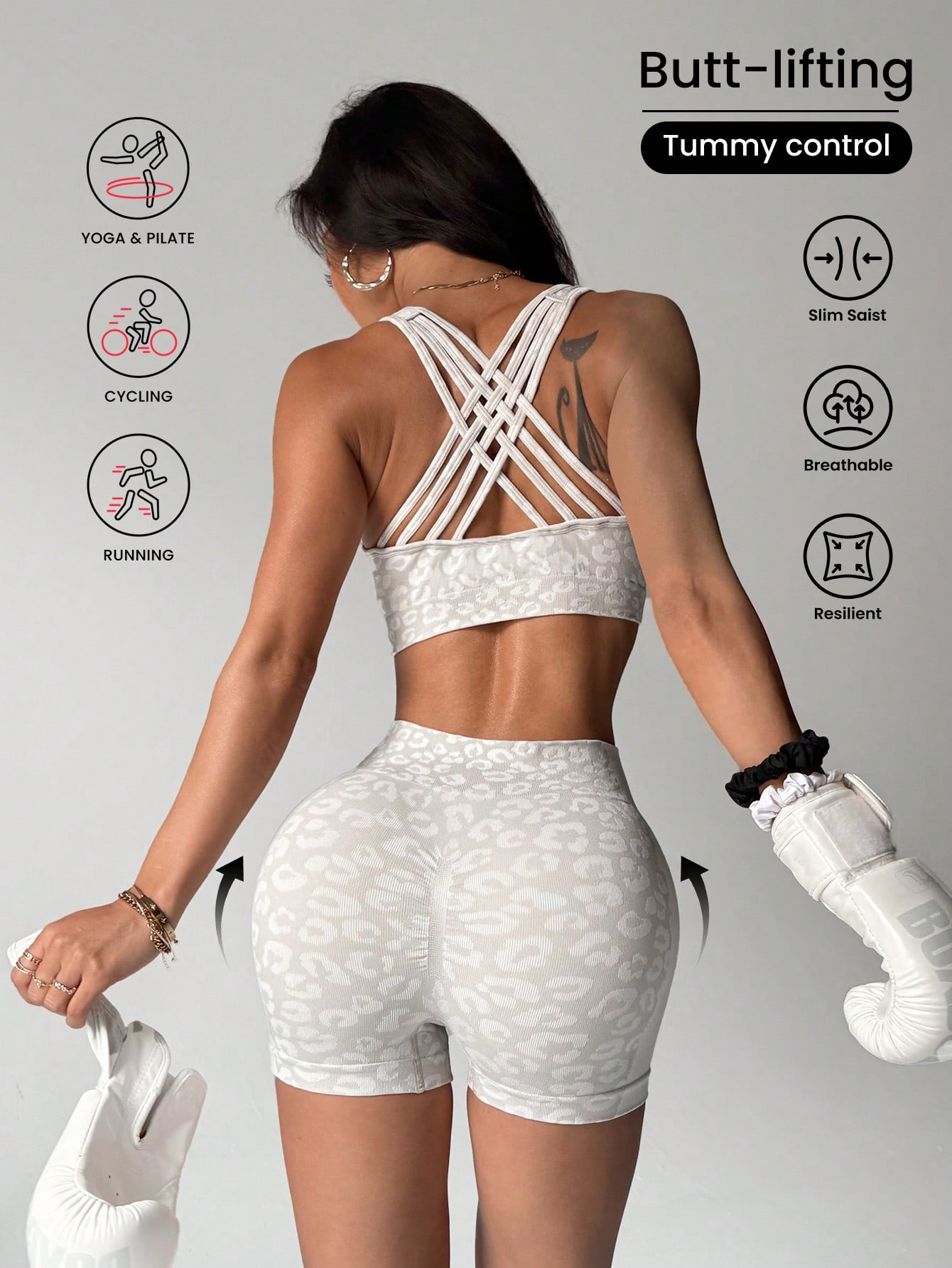 Set yoga motif leopard berping - Pilates Yoga Set ulasan dan harga