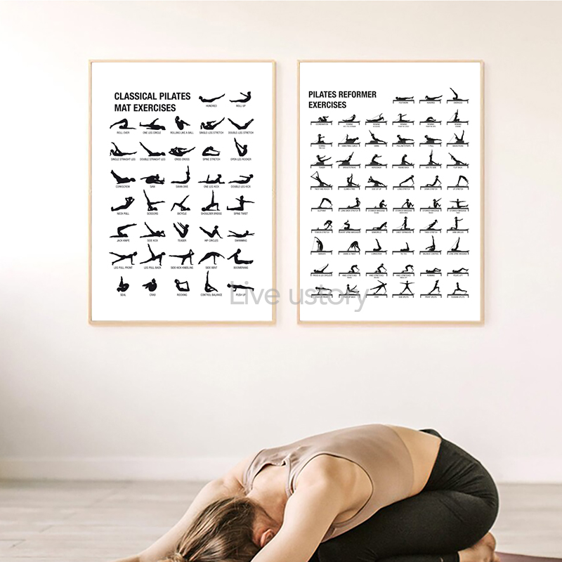 Poster Bagan Latihan Pilates T - Pilate Yoga Workout ulasan dan harga