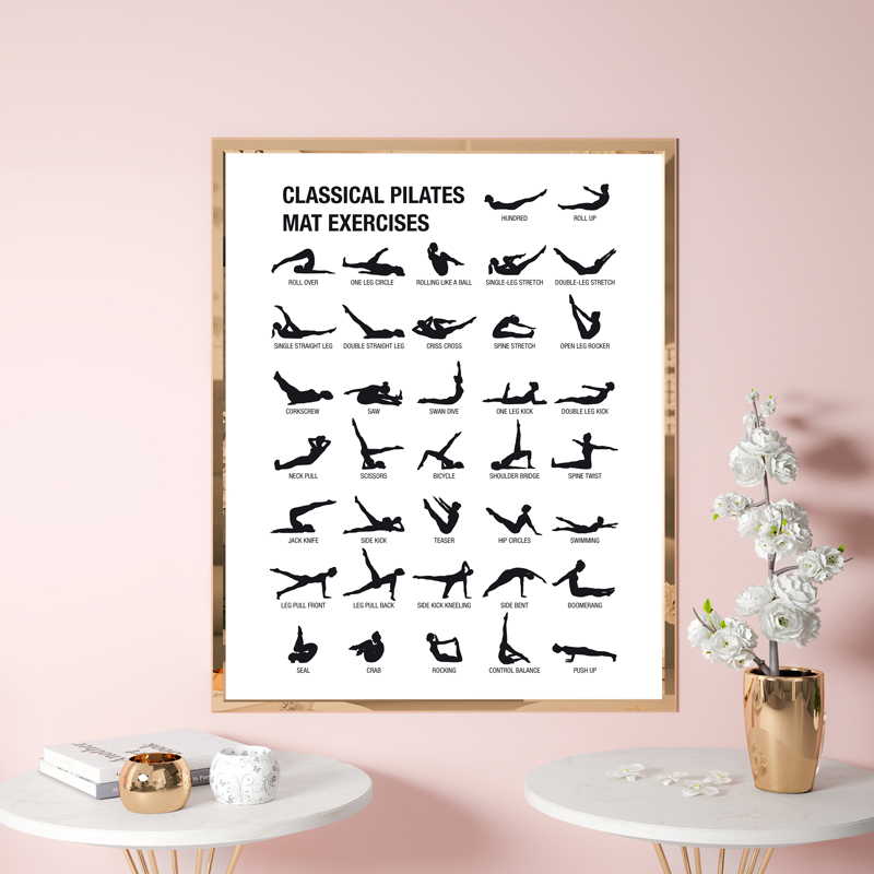 Poster Bagan Latihan Pilates T - Pilate Yoga Workout ulasan dan harga